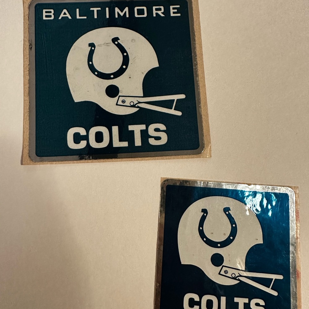 Baltimore Colts Vintage Stickers Football Foil Set of 2